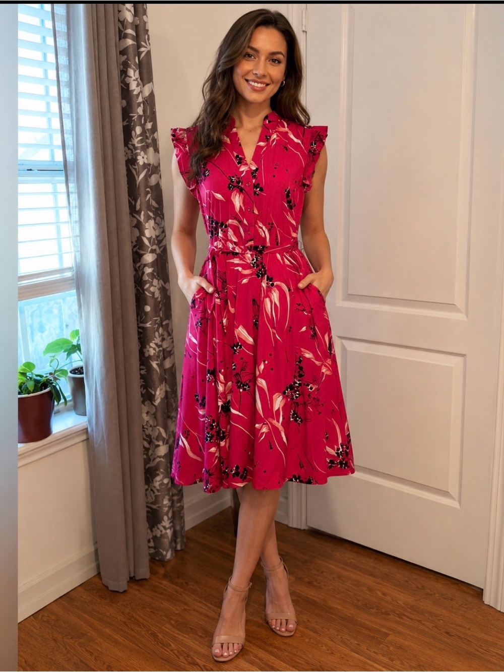 🌸Charter Club fit and flair pink and blue dress. Size 10. EUC. Size 6 is sold.